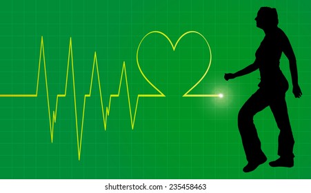 Vector background with life line on green background.