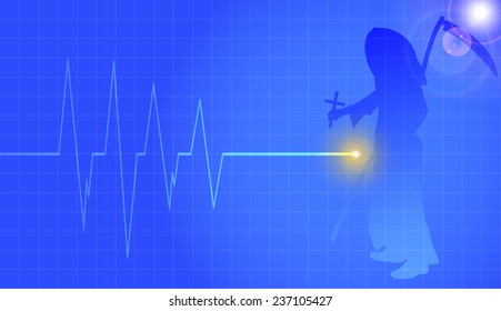 Vector background with life line on blue background.