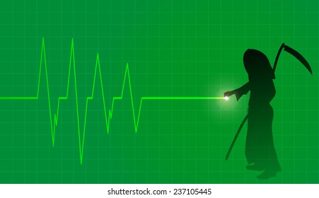 Vector background with life line on green background.
