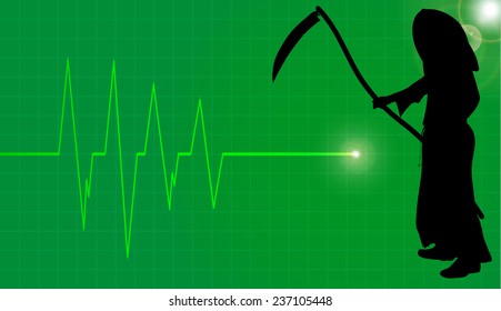 Vector background with life line on green background.