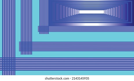 vector background in light blue color. Lines placed across the desktop. Top right, a rectangular object with a gradient blue color.