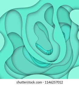 Vector background with light turquoise color paper cut shapes. 3D abstract paper art style, design layout for business presentations, flyers, posters, prints, decoration, cards, brochure cover.