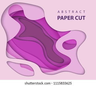 Vector background with lilac color paper cut shapes. 3D abstract paper art style, design layout for business presentations, flyers, posters, prints, decoration, cards, brochure cover.