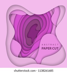 Vector background with lilac color paper cut shapes. 3D abstract paper art style, design layout for business presentations, flyers, posters, prints, decoration, cards, brochure cover.