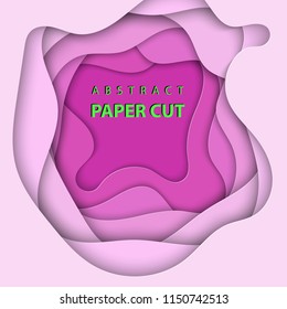 Vector background with lilac color paper cut shapes. 3D abstract paper art style, design layout for business presentations, flyers, posters, prints, decoration, cards, brochure cover.