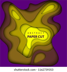 Vector background with lilac and yellow color paper cut shapes. 3D abstract paper art style, design layout for business presentations, flyers, posters, prints, decoration, cards, brochure