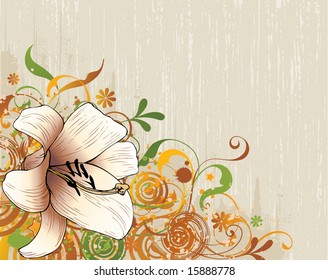 Vector background with lily in vintage style 1