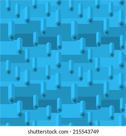 Vector background for linoleum flooring service. Blue seamless vector pattern with linoleum rolls.