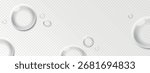 Vector background with liquid collagen serum drops. Semi transparent droplets isolated on light background