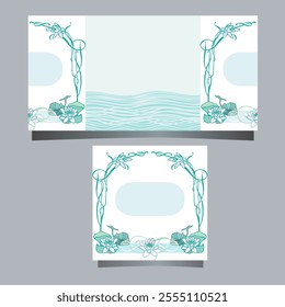 Vector background with lotus flowers for yoga voucher, relaxing