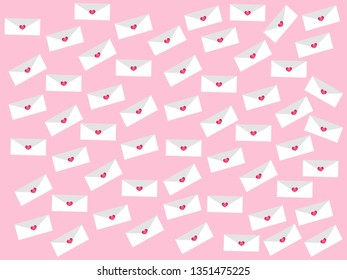 vector background in love letters illustration, perfect for valentines and for couples backgrounds, with white, red and pink shades, beautiful and simple cupid letters on light pink background