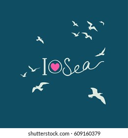 Vector background. I love sea 