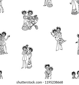 Vector background of loving monsters
