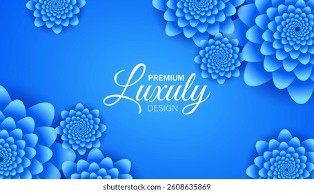 Vector background. Luxury wallpaper with blue flowers. Beautiful shapes for banners, posters, web and packaging.