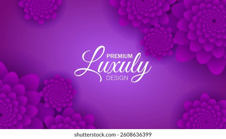 Vector background. Luxury wallpaper with purple flowers. Beautiful shape for banner, poster, web and packaging.