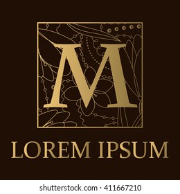 Vector background with M letter golden