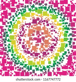 Vector background made of a colorful gradient and squares scattered around.