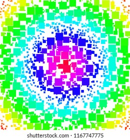 Vector background made of a colorful gradient and squares scattered around.