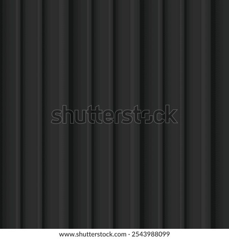 Vector background made of corrugated metal with rich texture of vertical black panels. They emphasize the durability and style of the roof and structures.