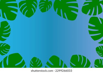 Fondo vectorial hecho de hojas de monstera tropical o planta de filadendrina con espacio vacío para texto
