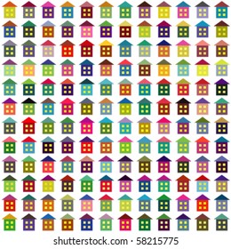 Vector background made of multicolor simple houses