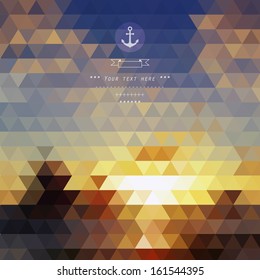 Vector background made of triangles. Summer landscape abstract background. Beautiful nature. 