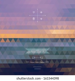 Vector background made of triangles. Summer landscape abstract background. Beautiful nature. 