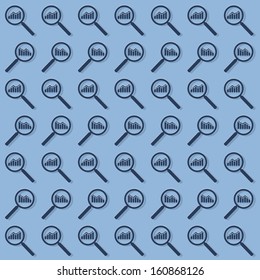 Vector background - magnifying glasses on blue background.