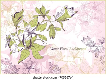 vector background with magnolia flowers for your card or invitation