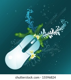 vector background manipulator mouse with floral patterns