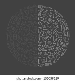 Vector background with many education icons 