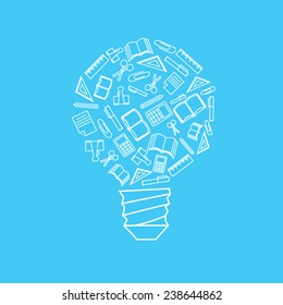 Vector background with many education icons 