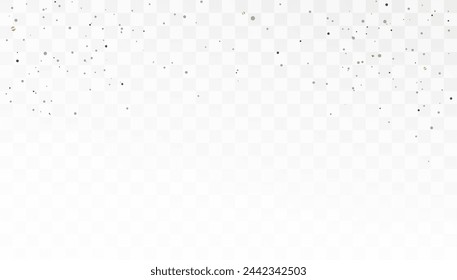 Vector background with many falling tiny round random confetti and sparkles swirling chaotically on a transparent background.	
