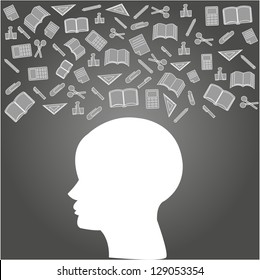 Vector background of the many icons on the education
