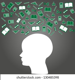 Vector background of the many icons on the education