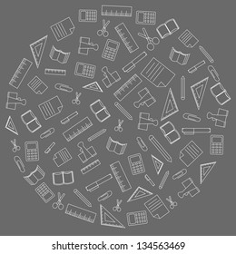 Vector background of the many icons on the education