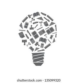 Vector background of the many icons on the education