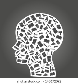 Vector background of the many icons on the education