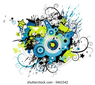 Vector background with many shapes and star