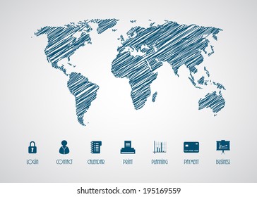 vector background; map with special sketch design