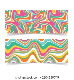 Vector background with marble paper effect. Colorful boho background with waves. Abstract weaves groovy texture.