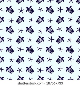 Vector background with marine fauna. Sea turtles