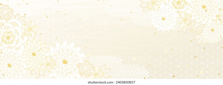 Vektorhintergrund mit floralen Mustern im japanischen Stil wie Kimono und Kanzashi