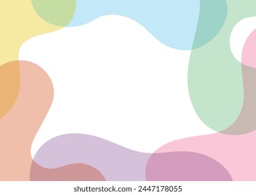 Vector background material of a stylish decorative frame composed of organic shapes in pastel colors