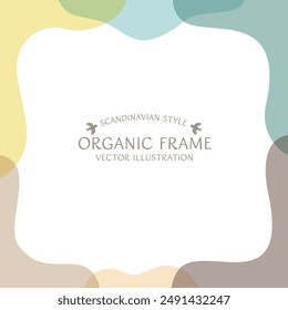 Vector background material of a stylish Scandinavian-style decorative frame made up of organic shapes in earth tones