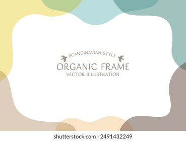 Vector background material of a stylish Scandinavian-style decorative frame made up of organic shapes in earth tones