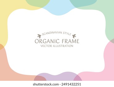 Vector background material of a stylish Scandinavian-style decorative frame made up of organic shapes in pastel colors