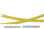 Vector background with measure tape in flat style. Yellow measuring tape template isolated on white background. Measuring tool. Vector illustration