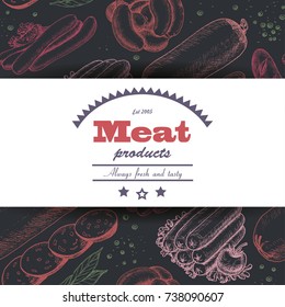 Vector background with meat products. Vector illustration for your design