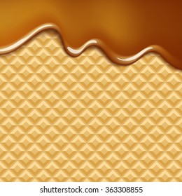 vector background with melting chocolate on wafer